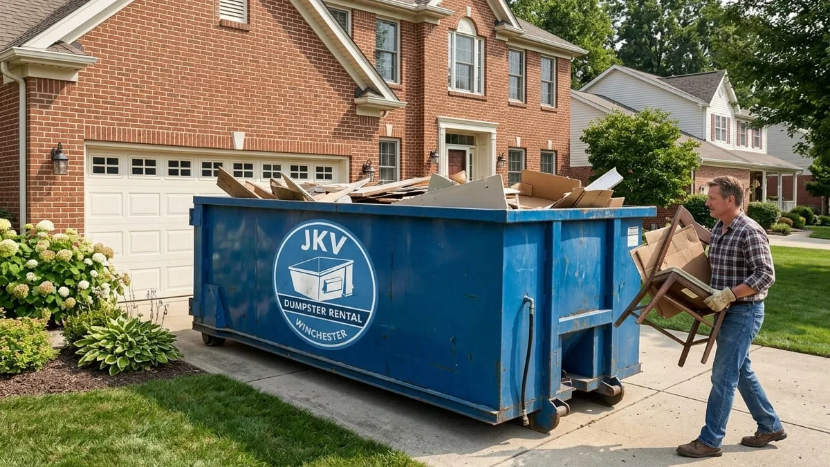 Roll-off dumpster rental in Boyce, VA delivered by JKV Dumpster Rental Winchester